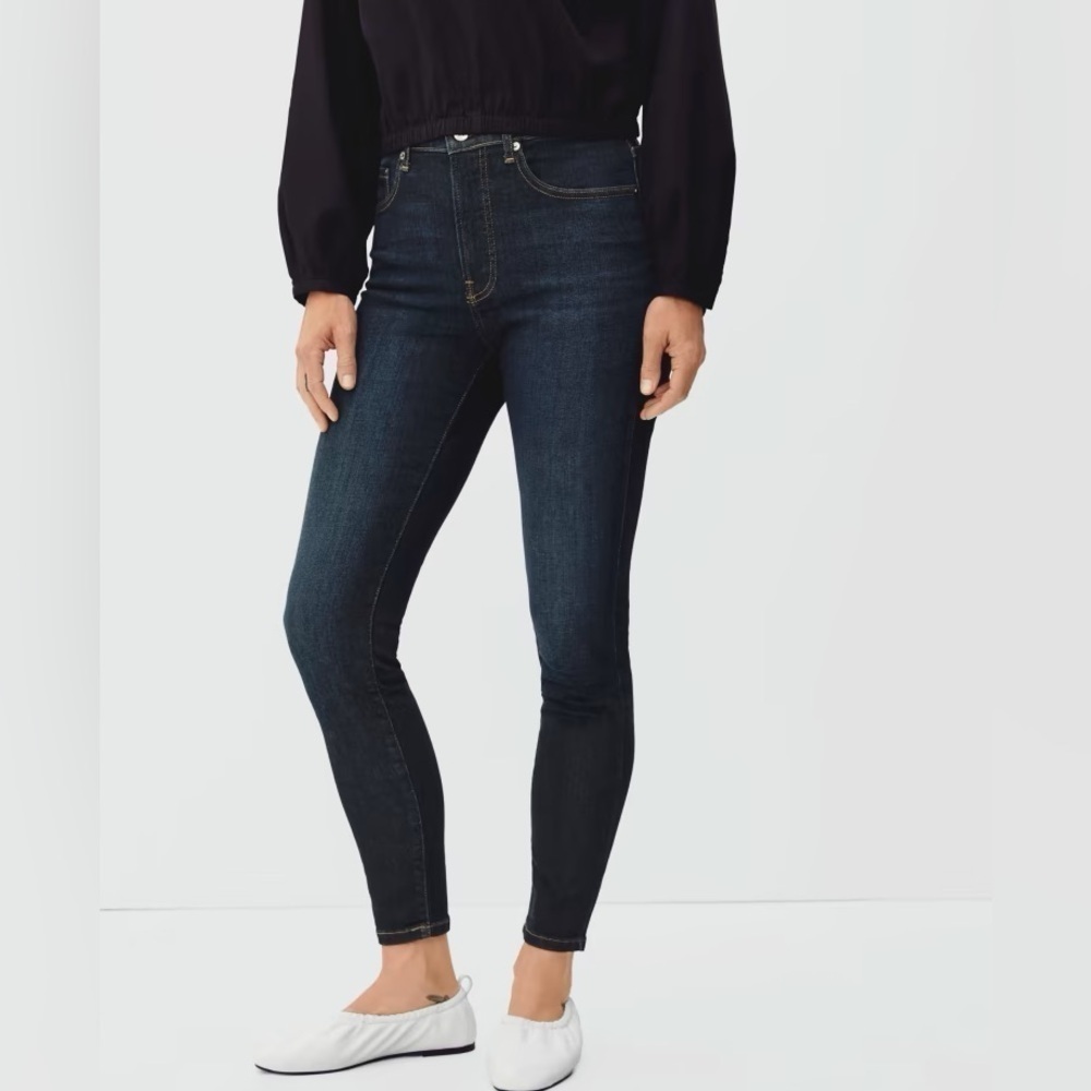Everlane Stretch High Rise Skinny Jeans Dark Indigo 30 Tall
